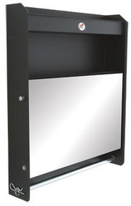 Black Storage Cabinet w/ Polished Stainless Steel Door